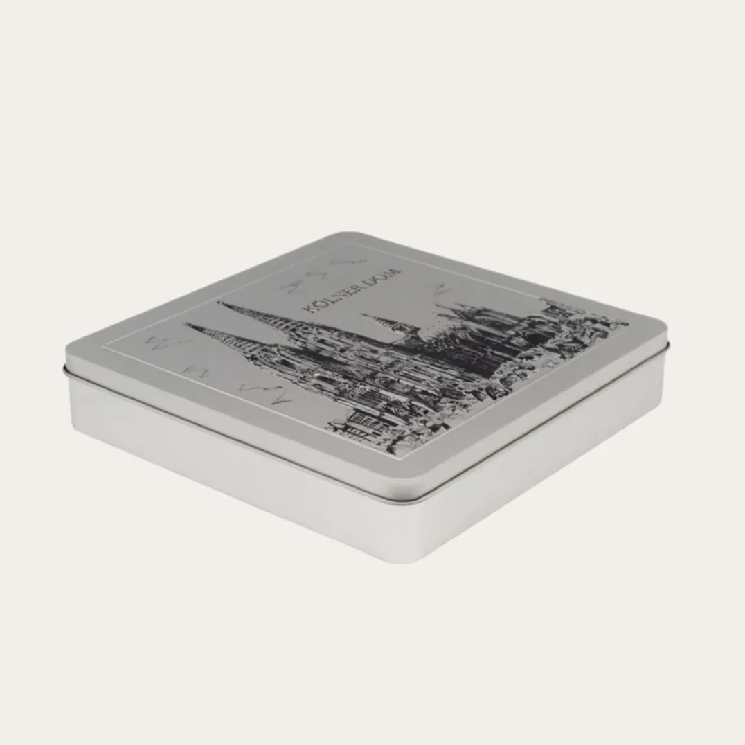Metal Square Tin Box With Hinged Lid For Candy Packaging