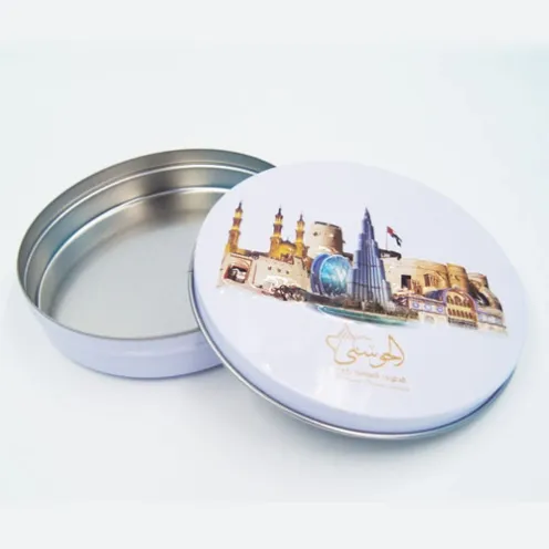 round tin box with 3D emboss
