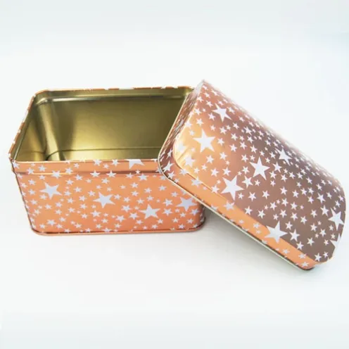 gift tin box with stars printing