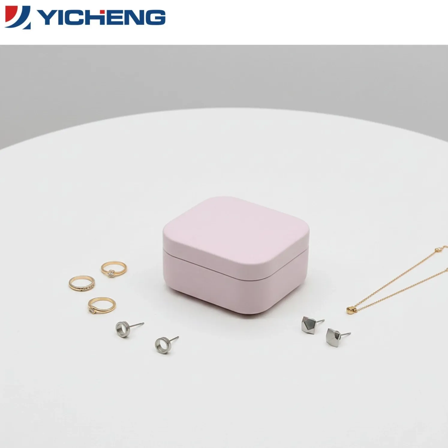 Elegant Light Pink Square Tinplate Jewelry Box2