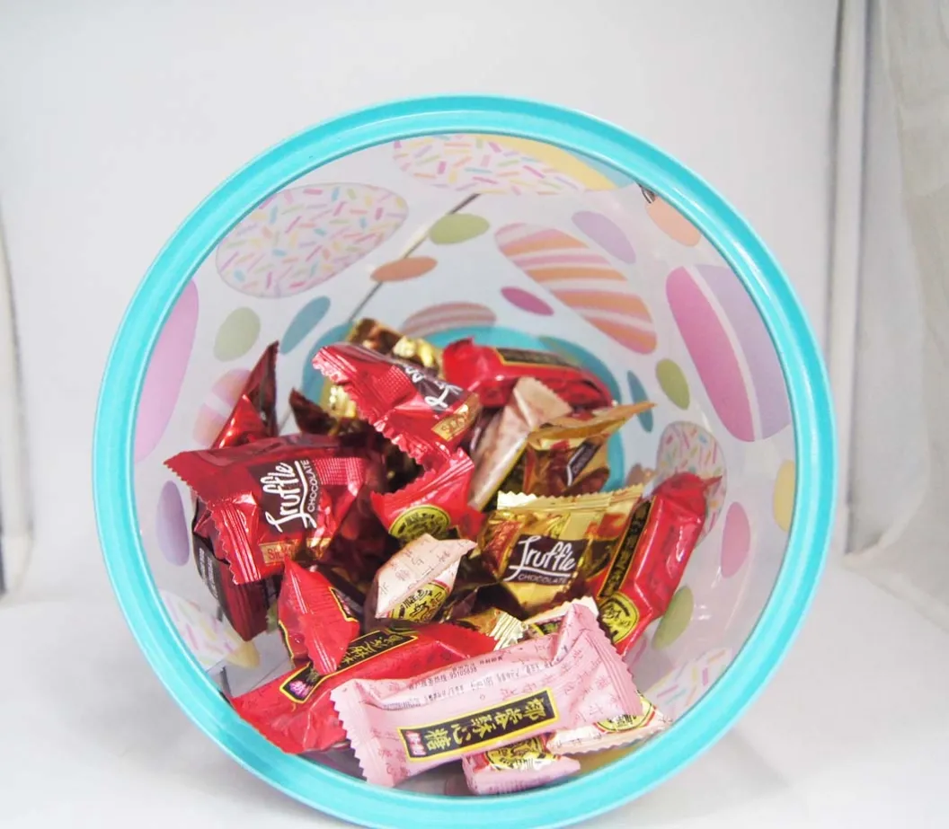tin bucket with PET body for candies1
