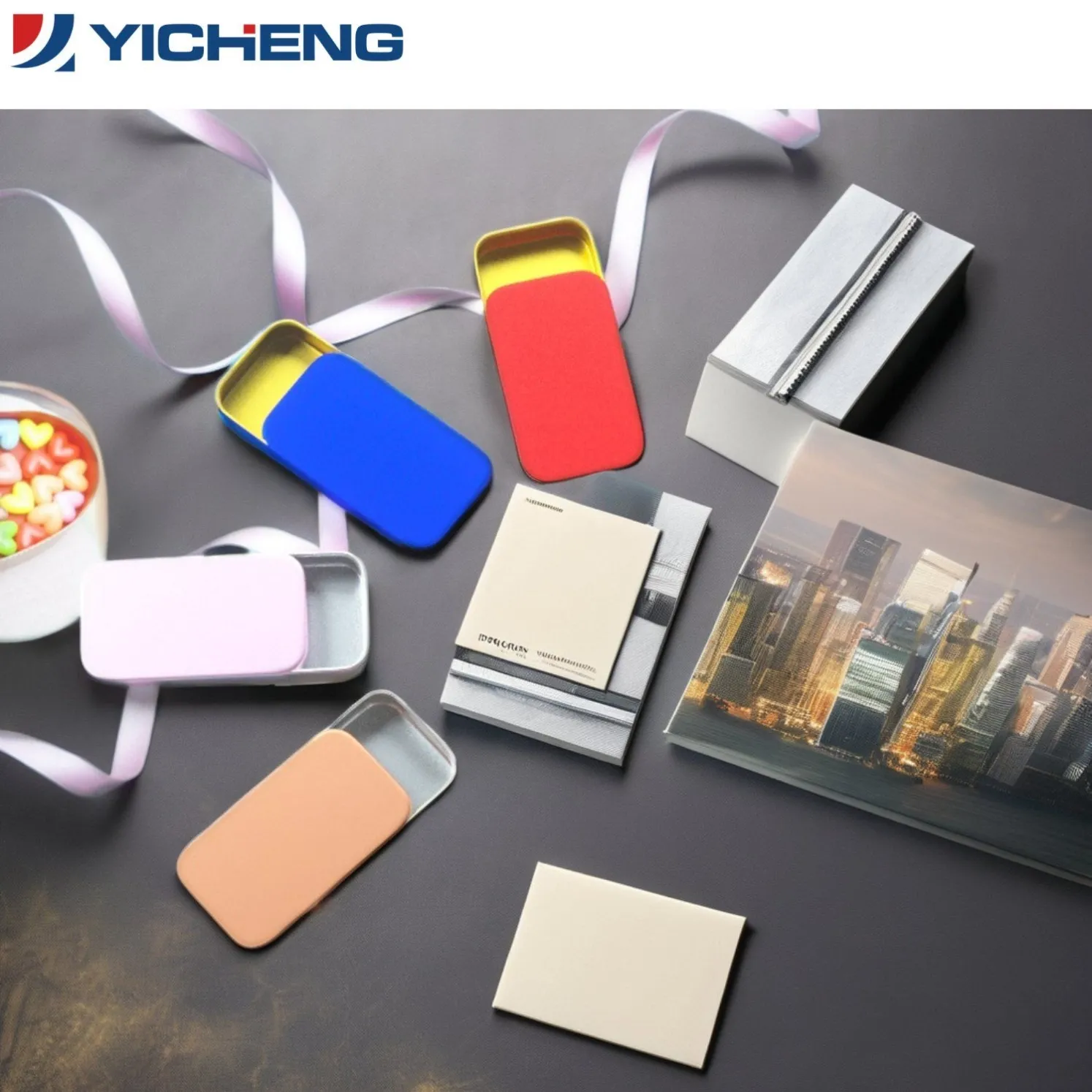 Colorful Portable Push-Pull Flat Metal Tin Box2