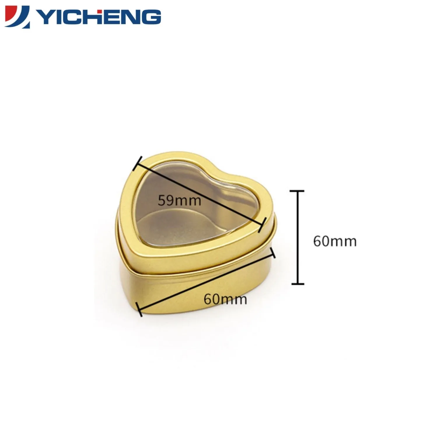 Golden Heart-Shaped Tinplate Candy Chocolate Box