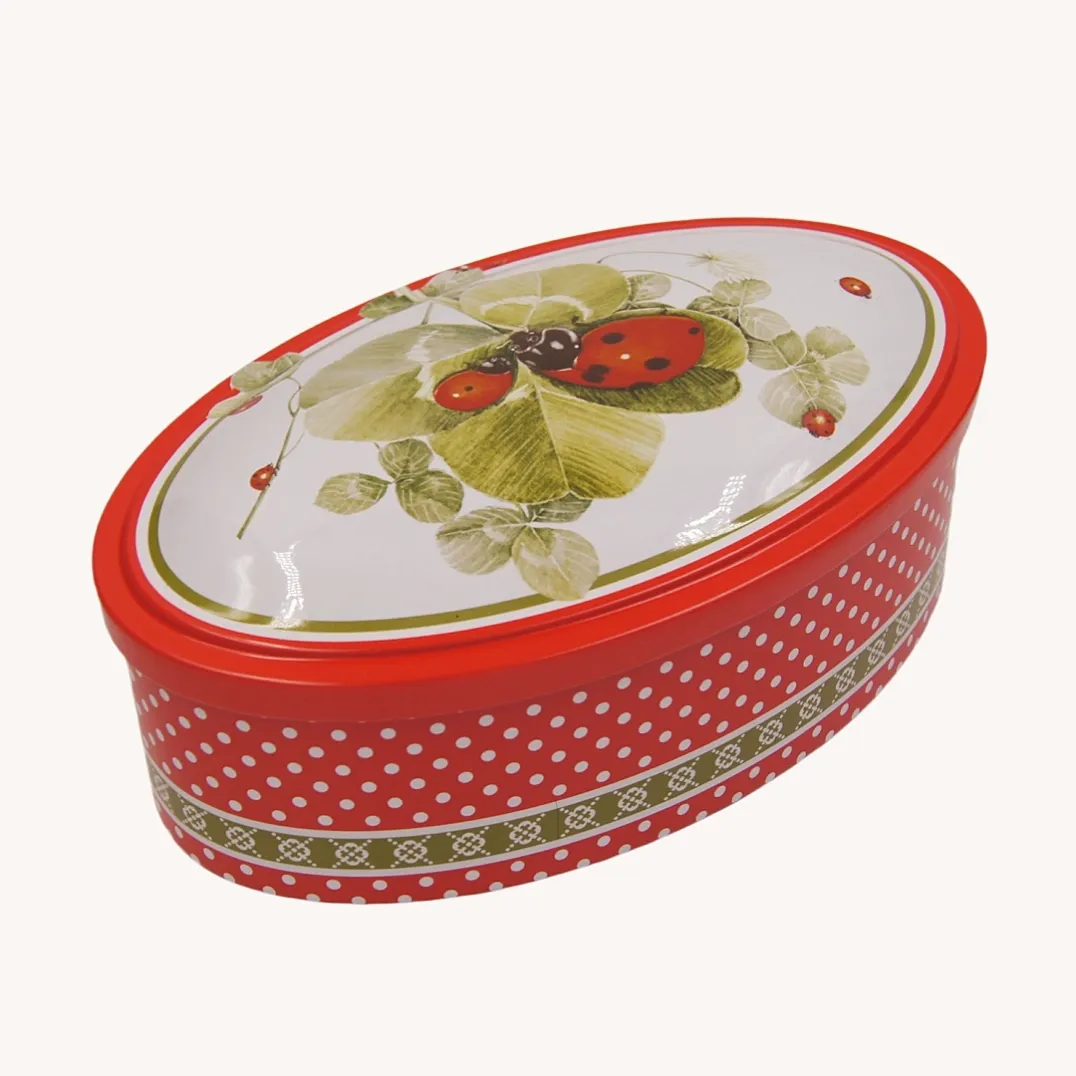 Oval Candy in Tin Containers For Biscuits Packaging