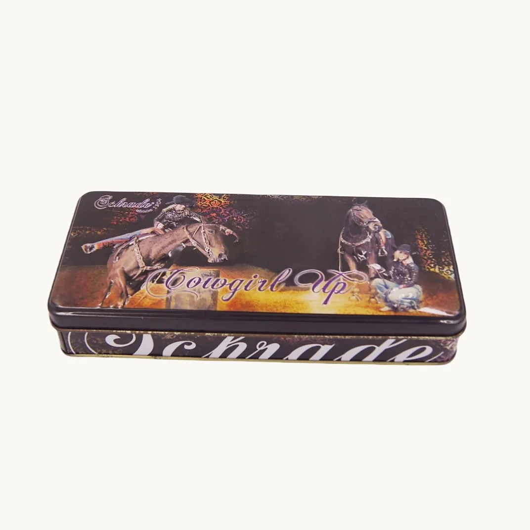 Rectangular Small Tin Containers Embossed Lid for Packaging