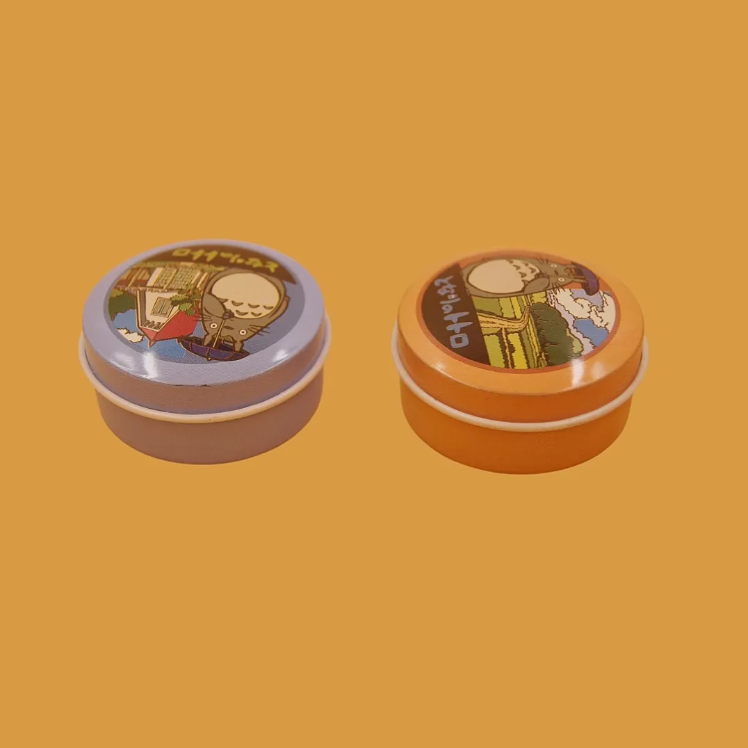 Small round printed lip balm tin boxes