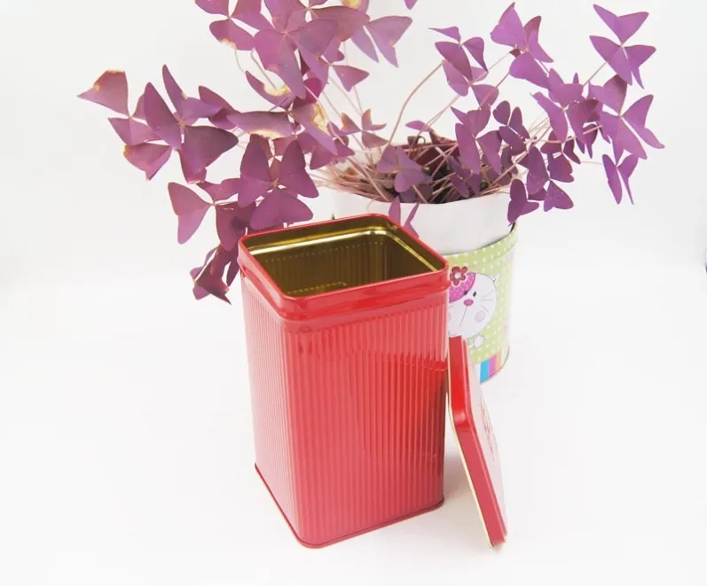 square tin box with emboss
