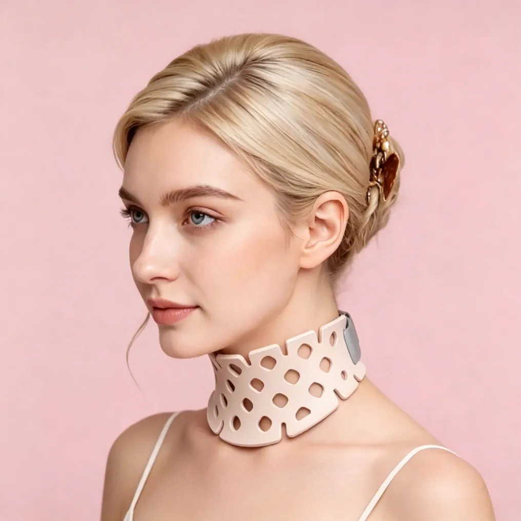 model-wearing-led-neck-mask-light-therapy