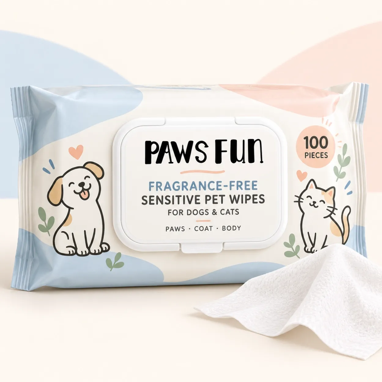 PAWS_FUN_Fragrance_Free_Sensitive_Pet_Wipes_100PCS