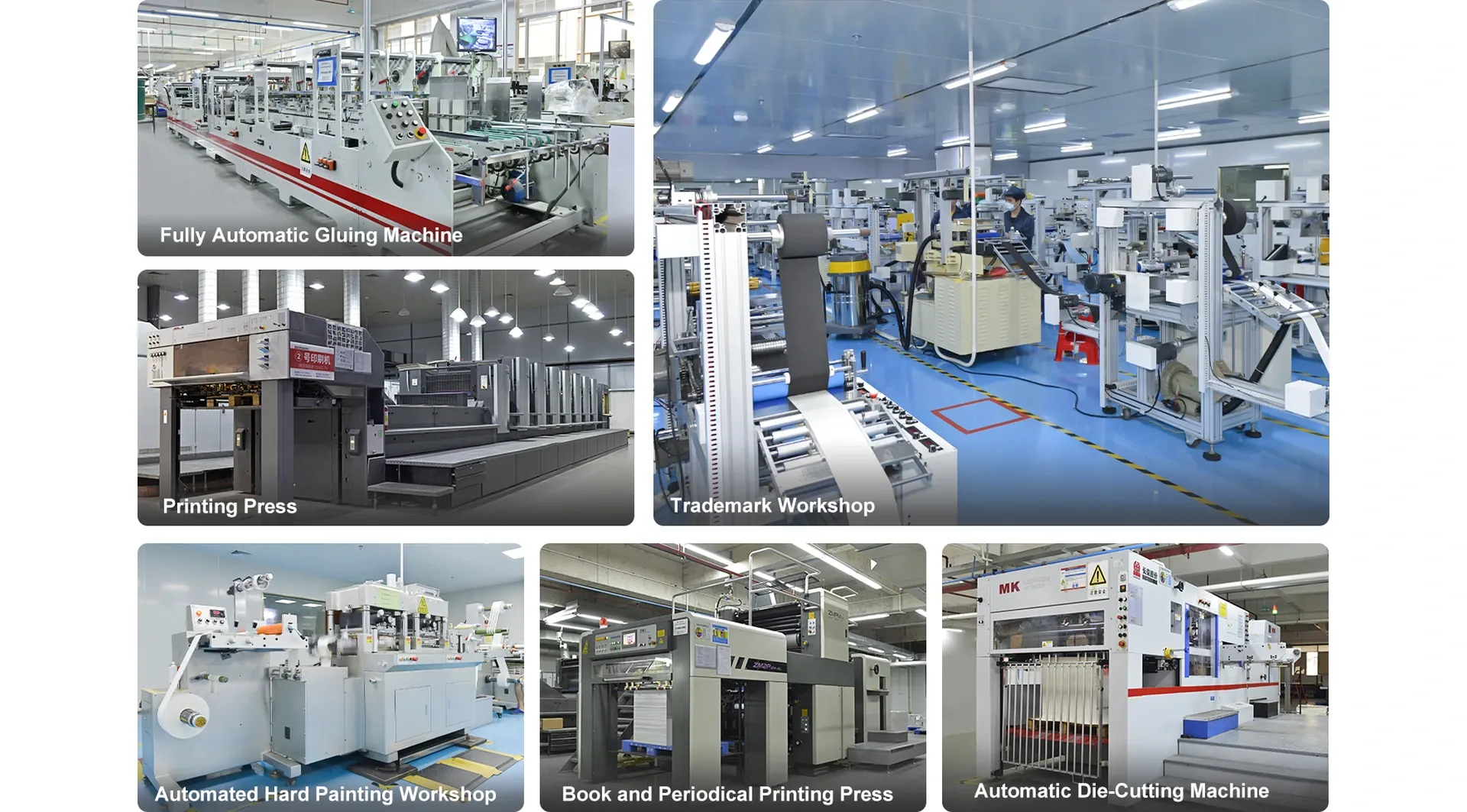 Packaging production equipment: printing, die-cutting, gluing and hard painting