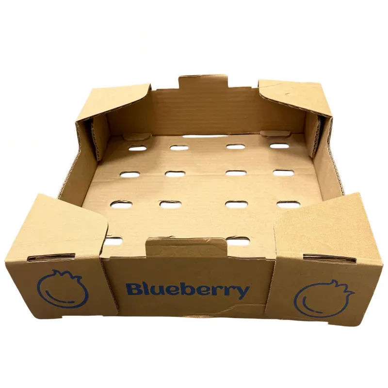 Recyclable corrugated blueberry packaging tray