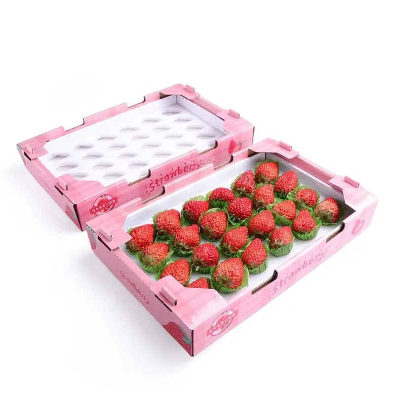 Printed display box for strawberry and avocado retail packing