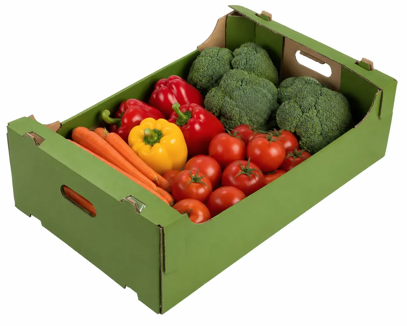 Eco friendly corrugated vegetable packaging box with handle