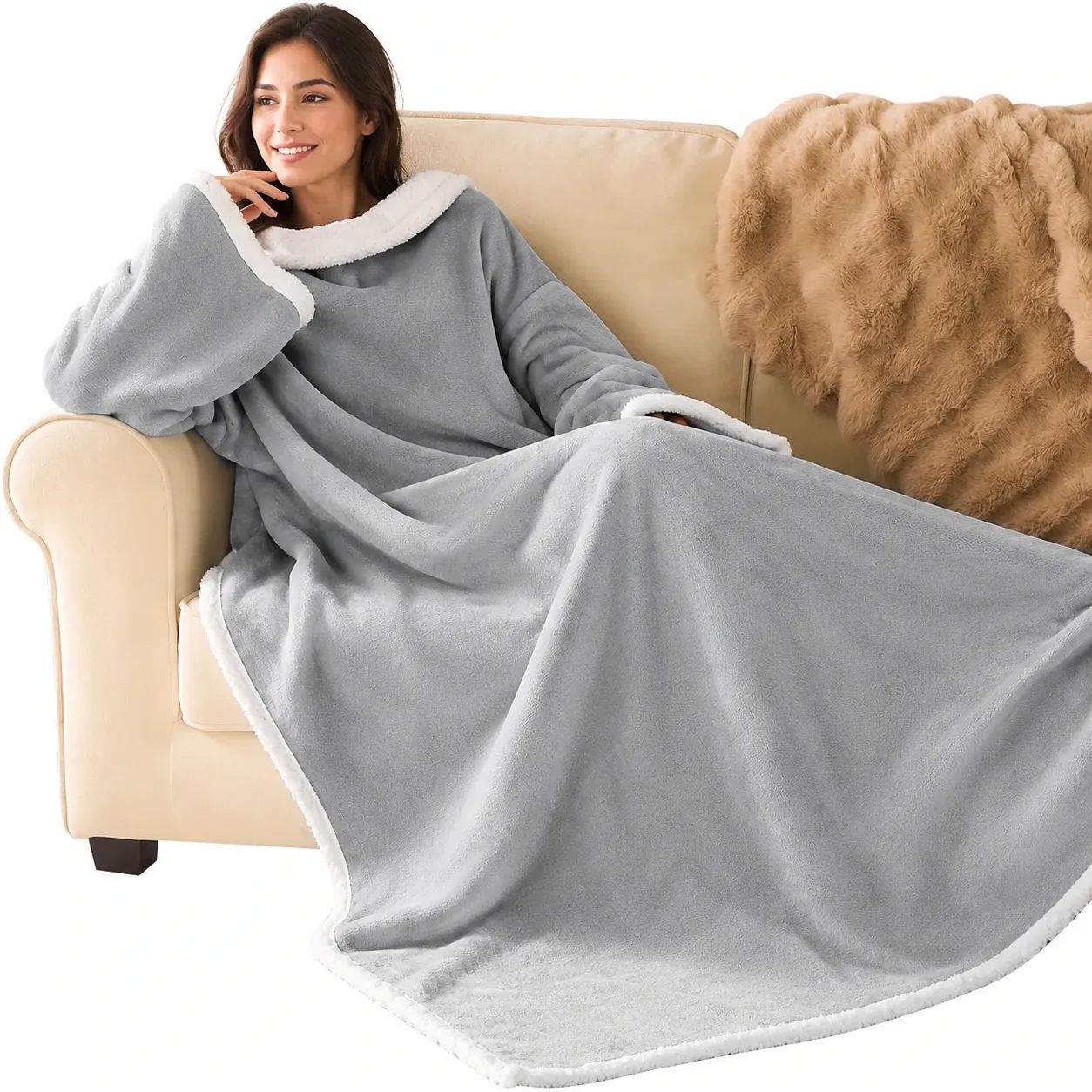 hooded blanket with sleeve