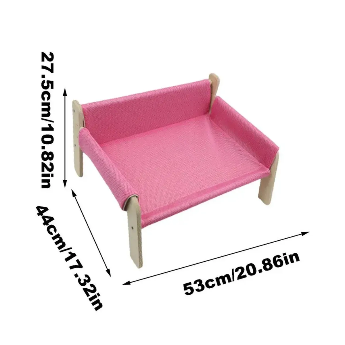 Pink raised pet bed dimensions