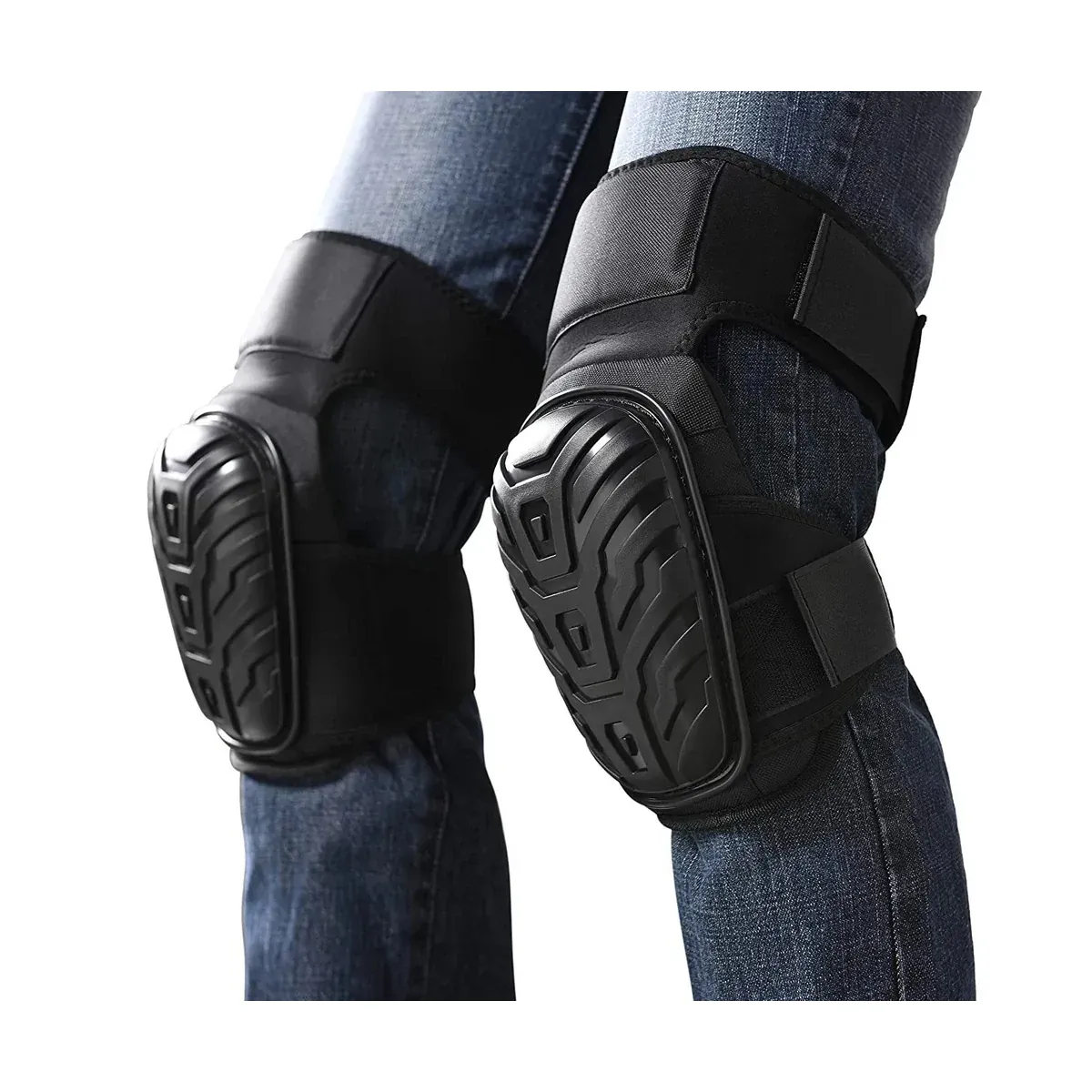 Work knee pads worn on both knees