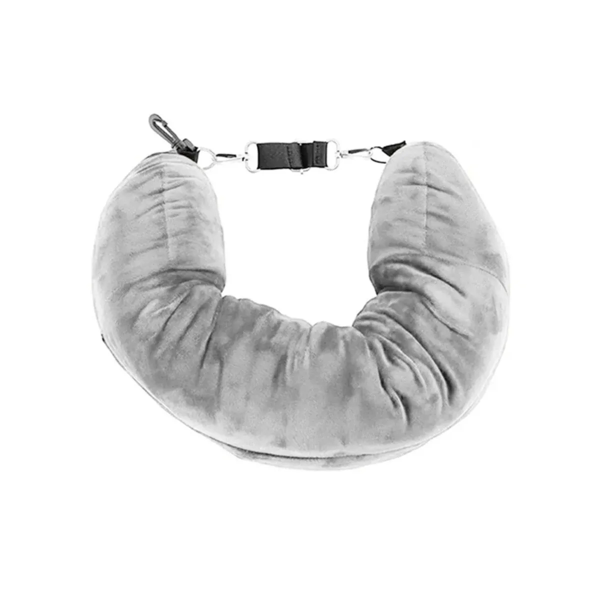 Gray self-filling travel neck pillow