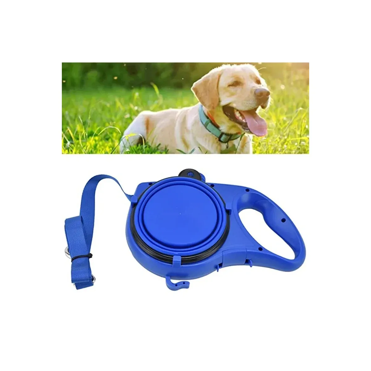 Black leash handle with water bottle