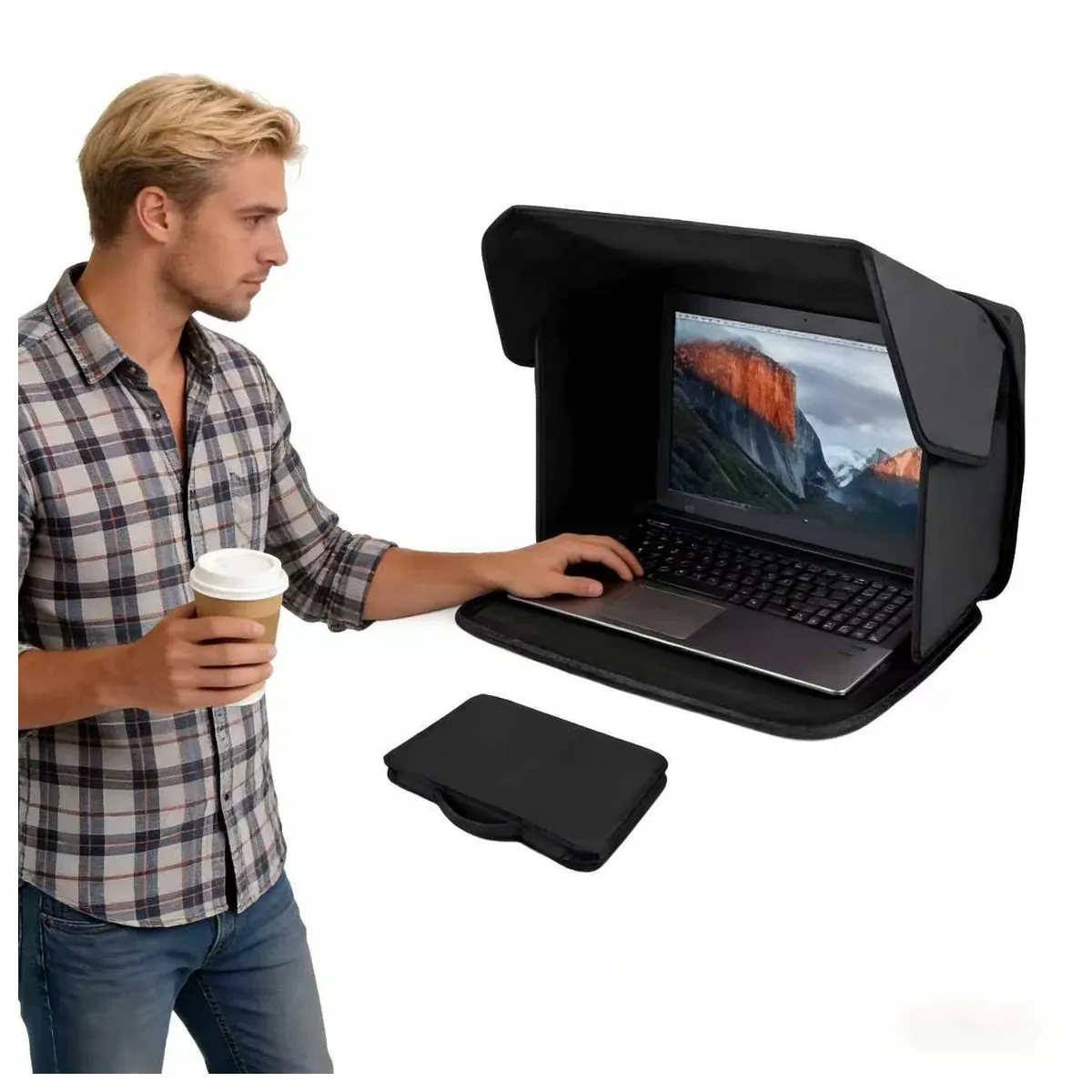 Foldable laptop hood with side panels