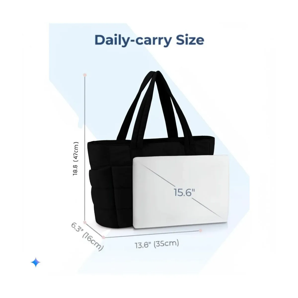 Quilted commuter tote with zip top