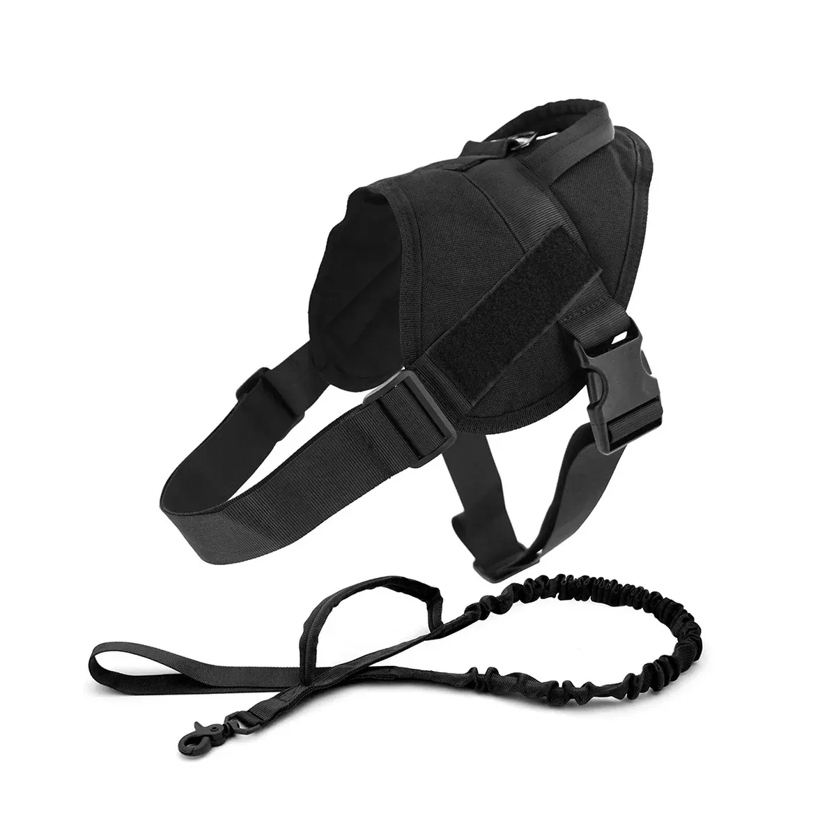 Khaki tactical harness and bungee leash set