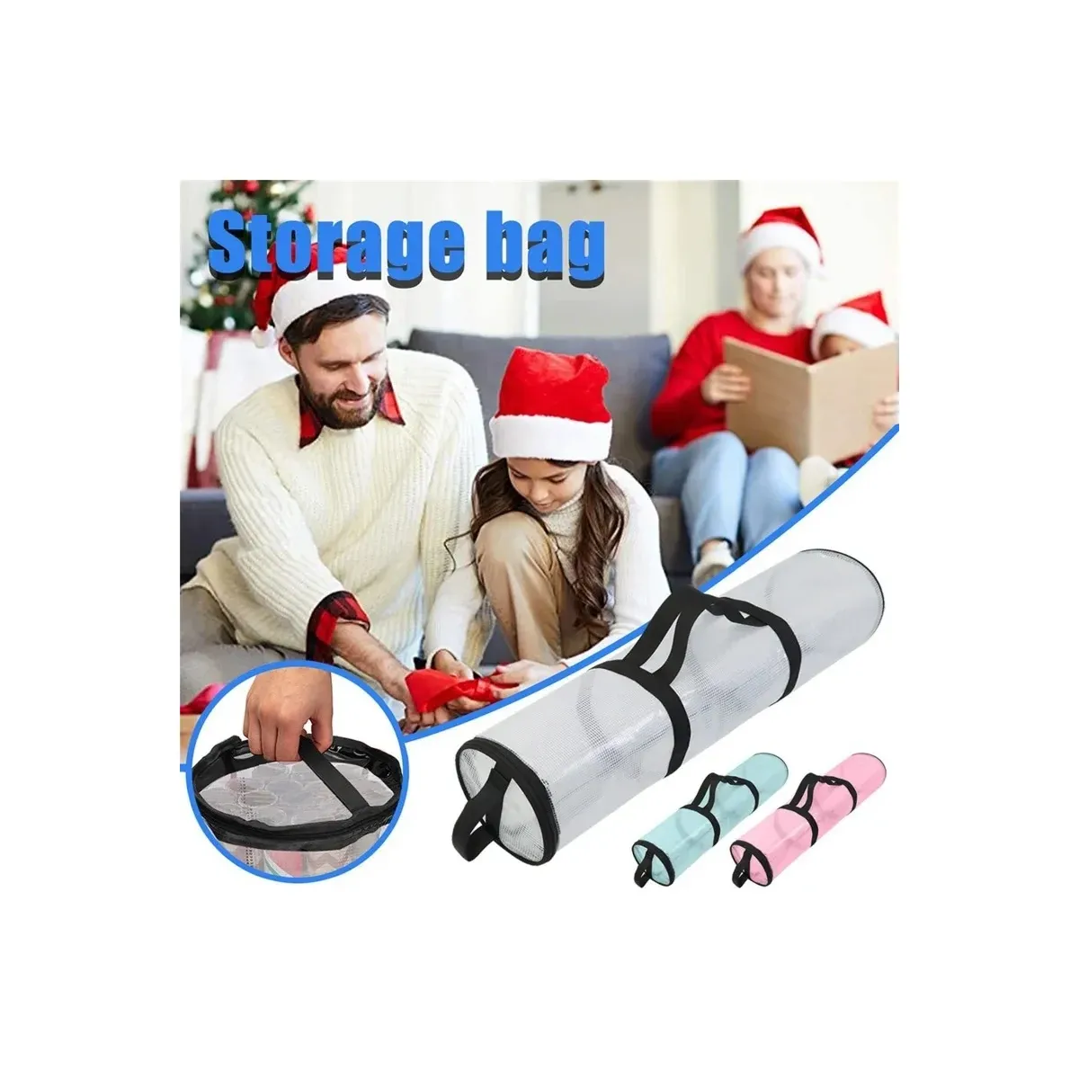 Clear wrapping paper storage bag with gifts