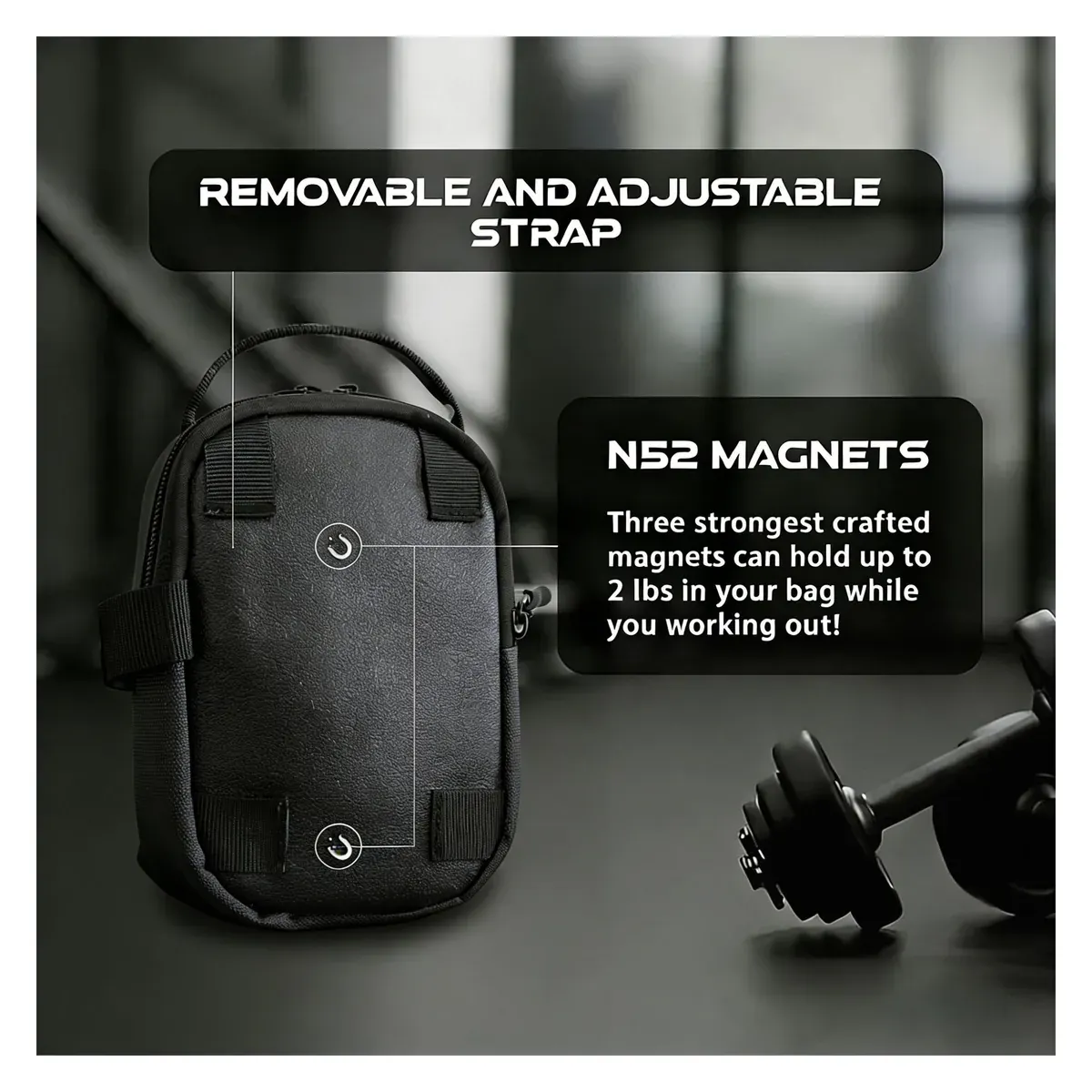 Four strap attachment points on the bag