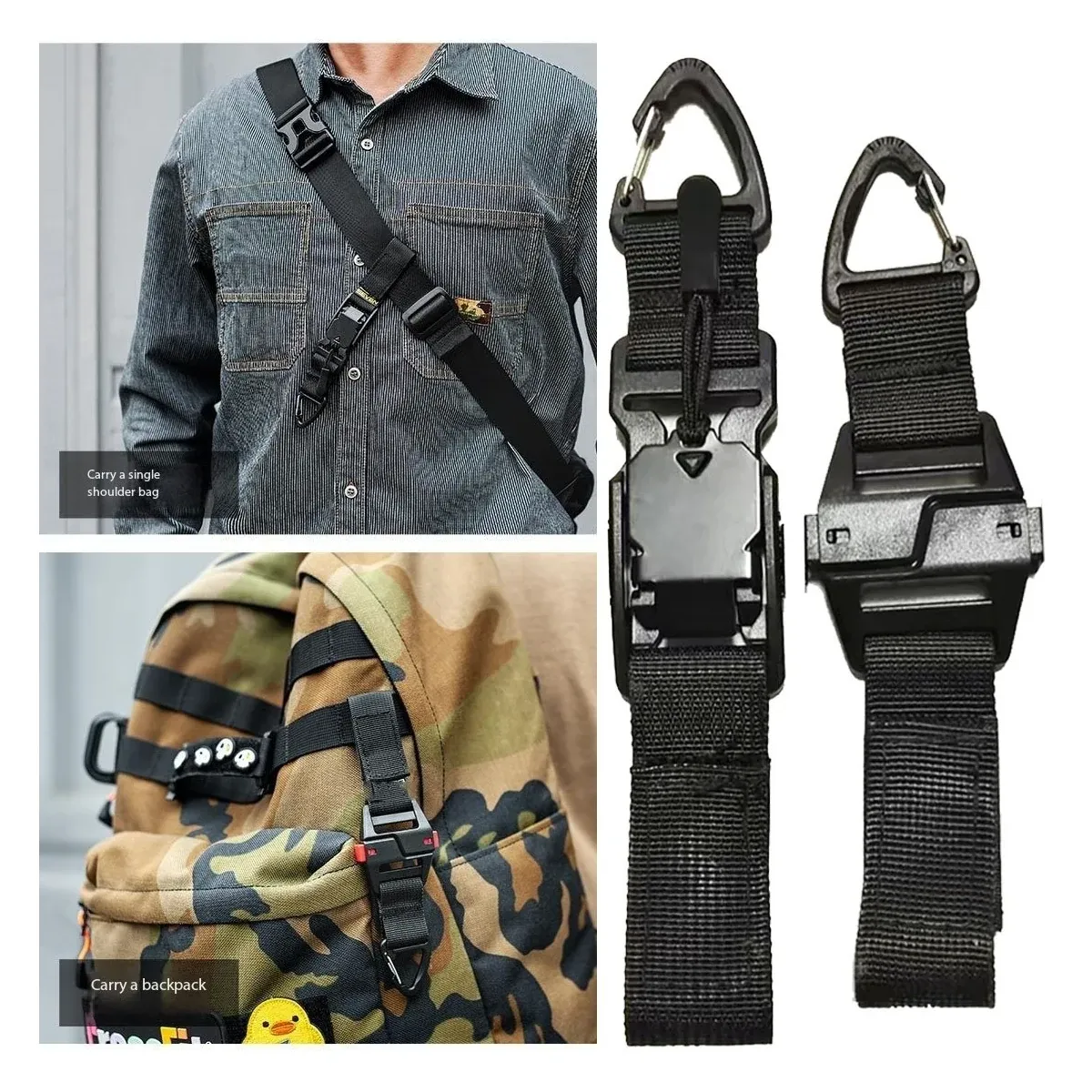 Magnetic buckle close-up on a chest strap