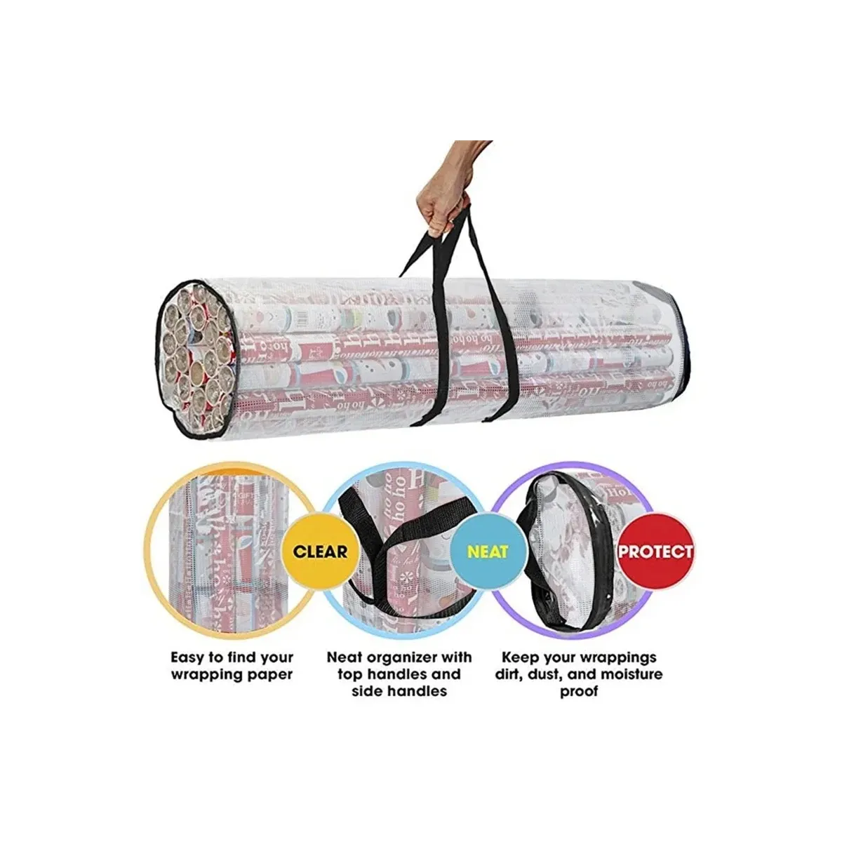 Clear cylinder bag with carry handles