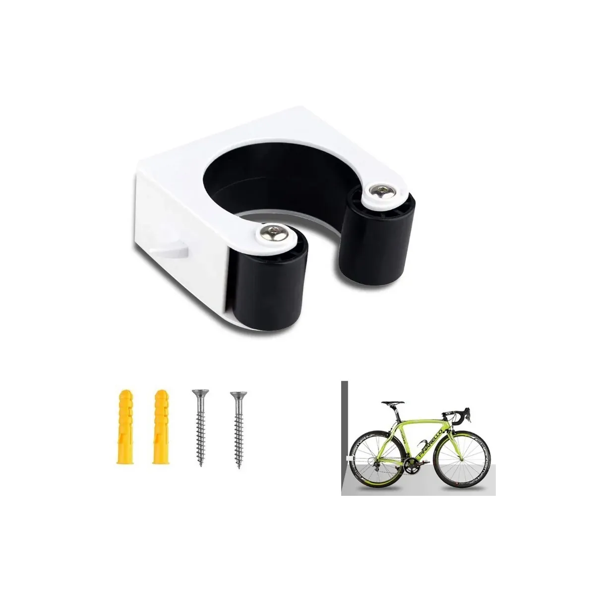 Bike wall mount with wall plugs and screws