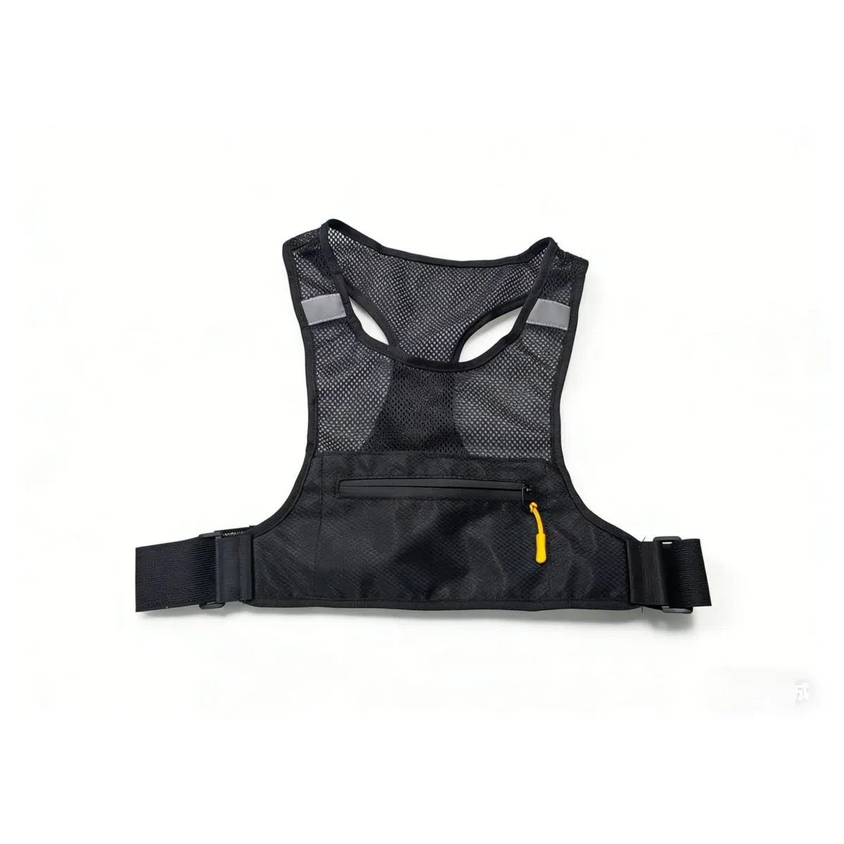 Black running vest pack laid flat