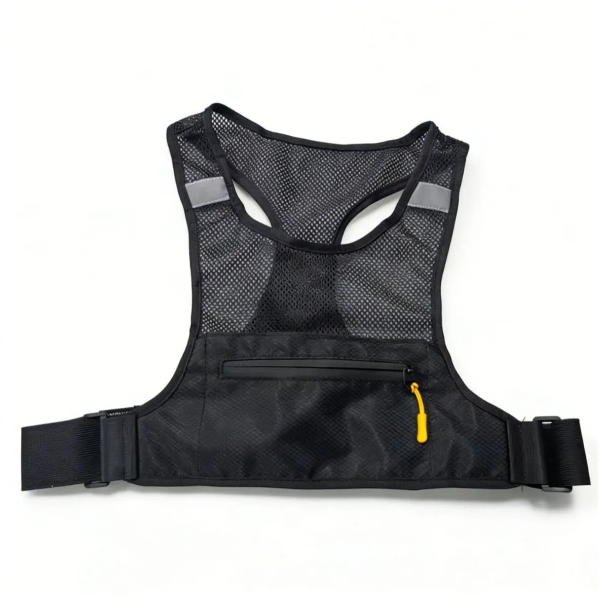 Mesh running vest with front zip pocket