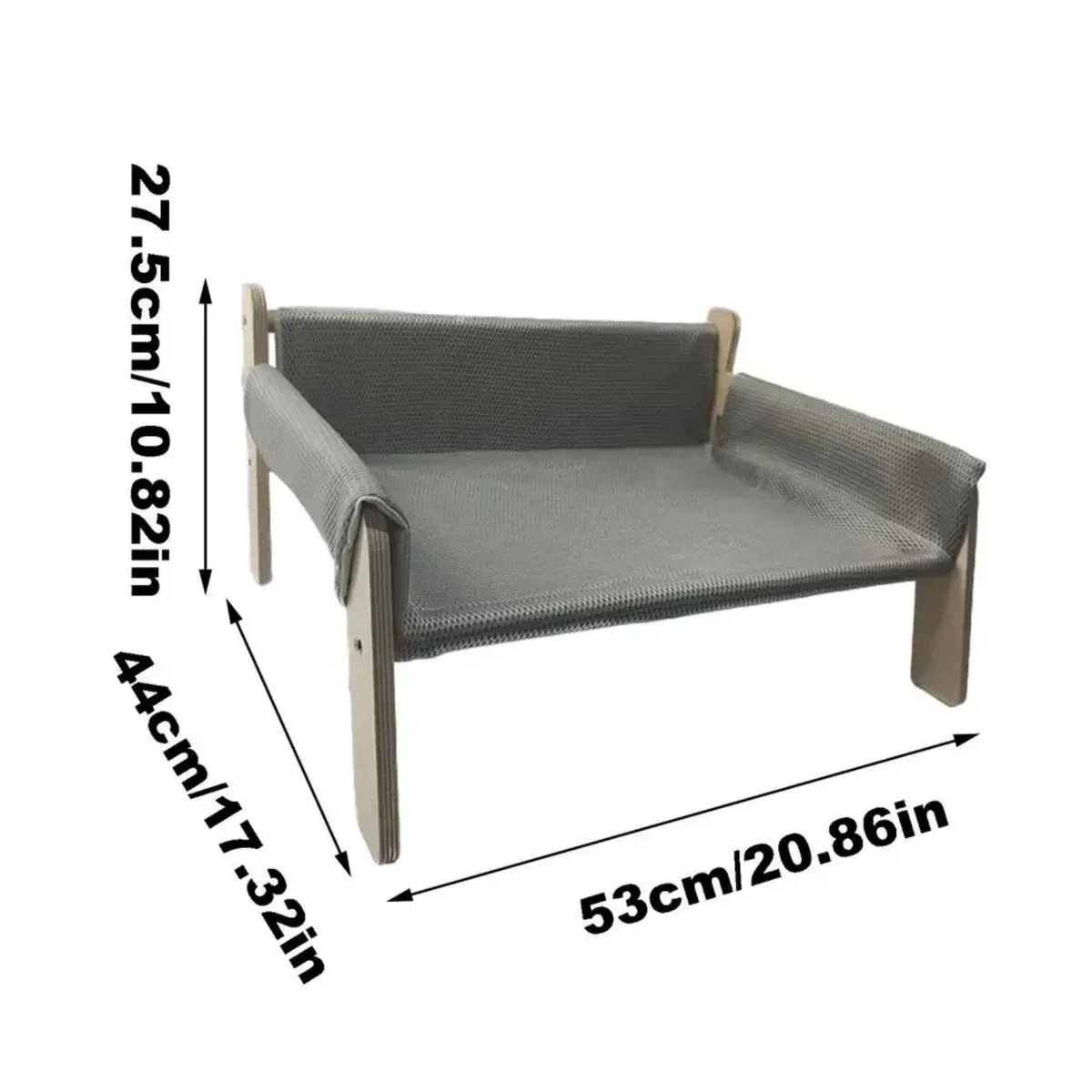 Grey raised pet bed dimensions