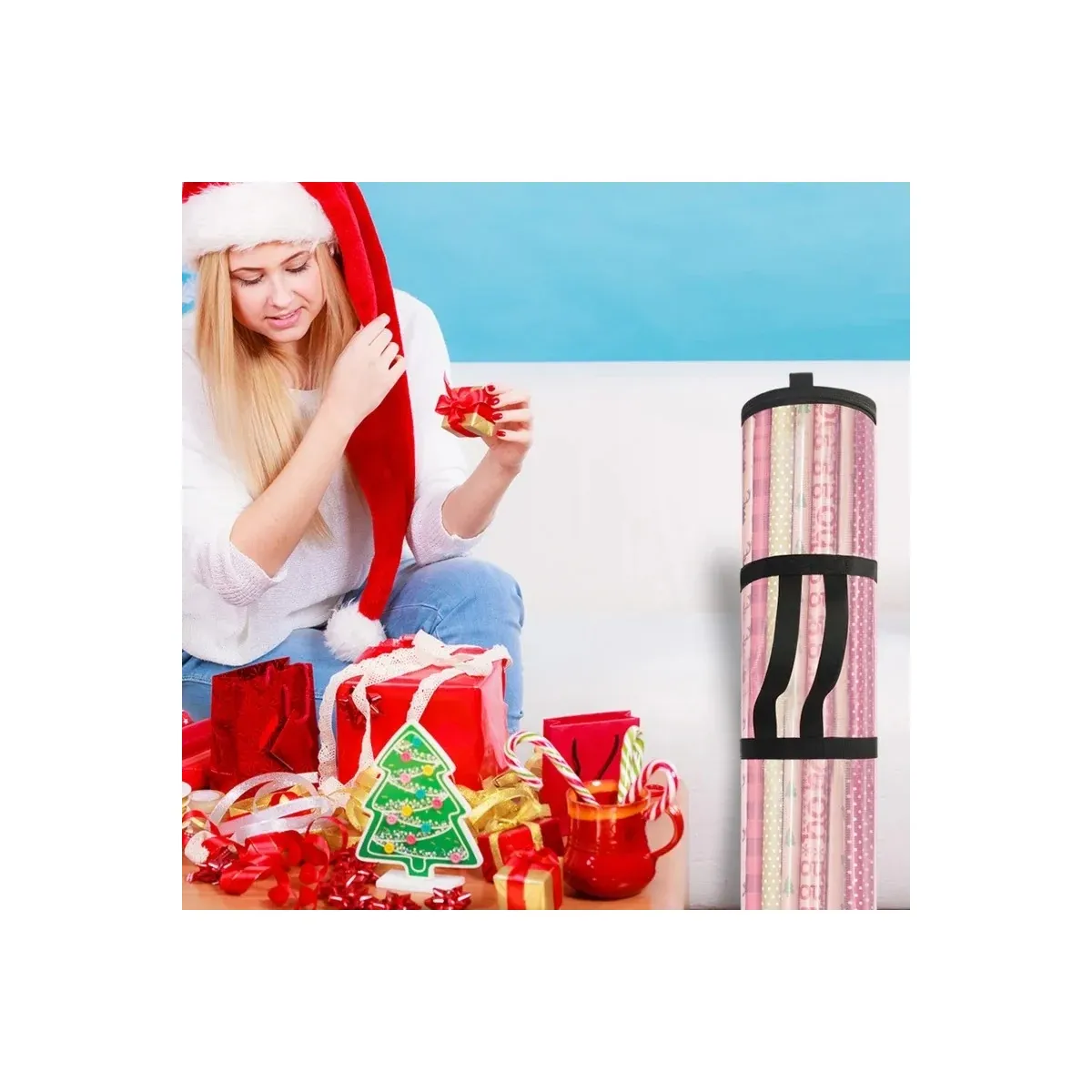 Pink wrapping paper storage bag