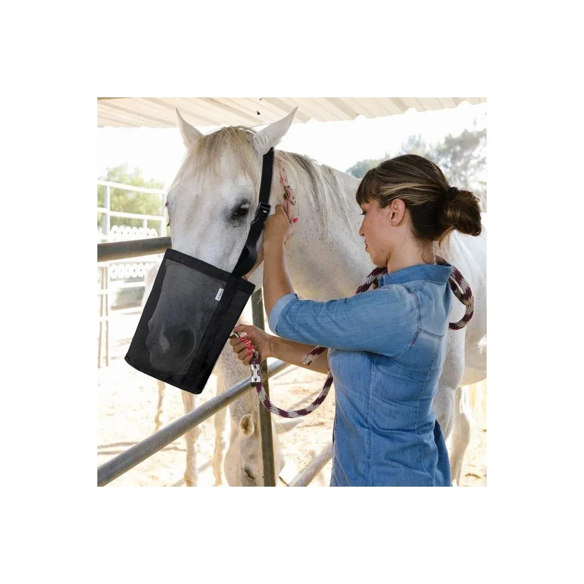Horse Feed Bag — Breathable Mesh Pouch with Strap - detail-1
