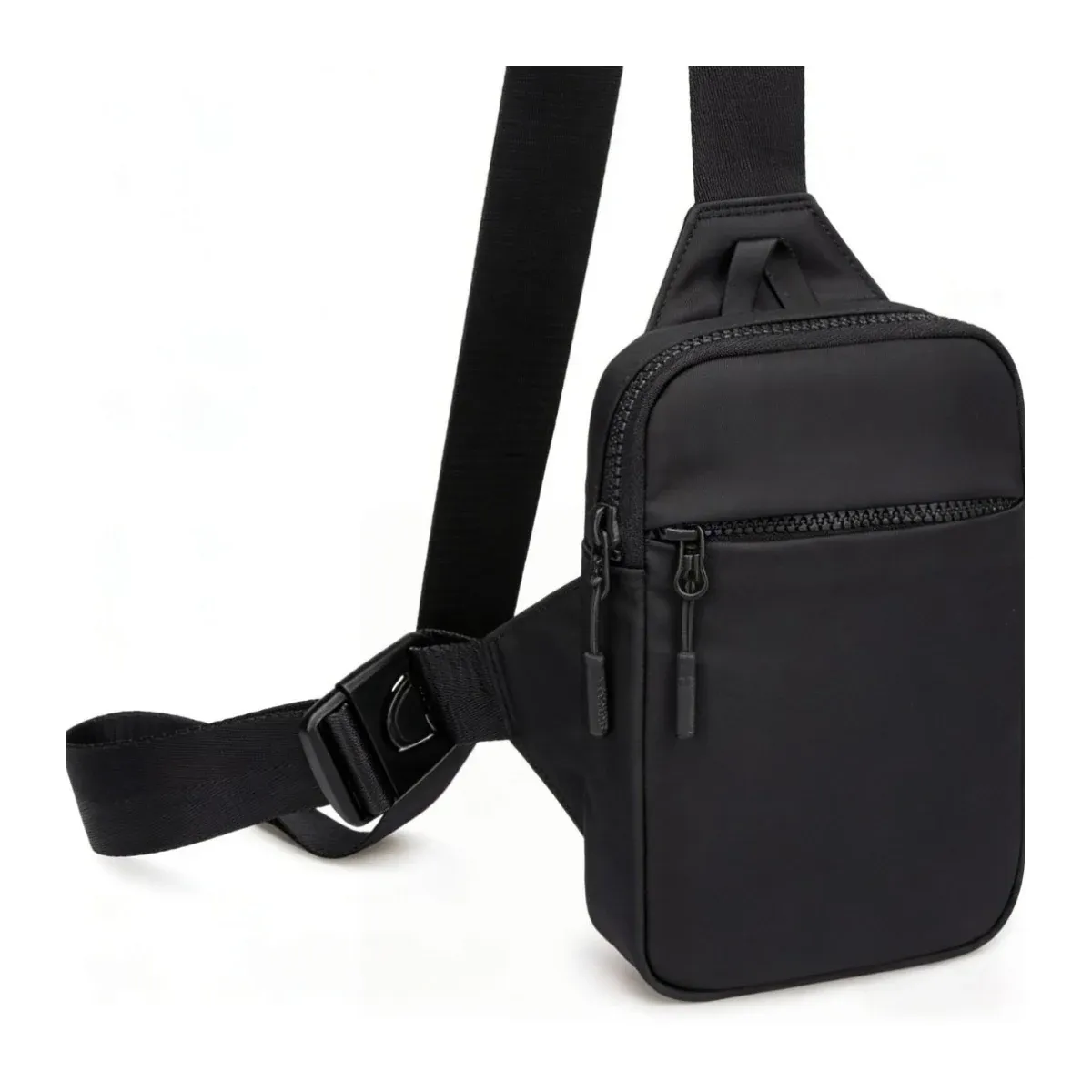 Inner compartments of a black crossbody bag