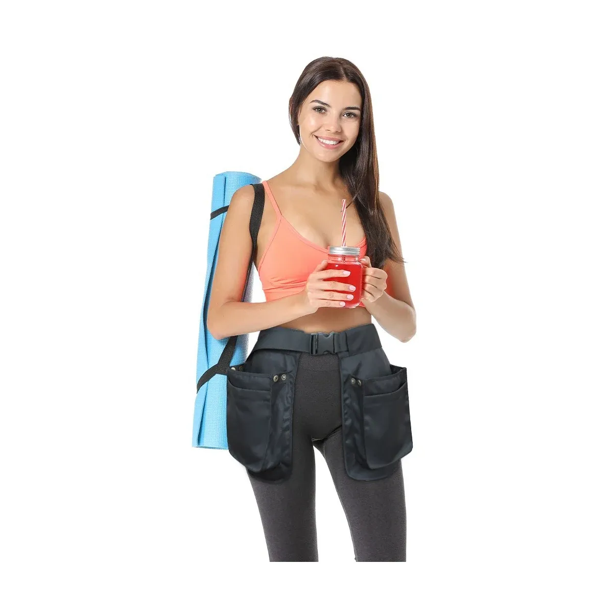Waist apron worn with a water bottle and tools