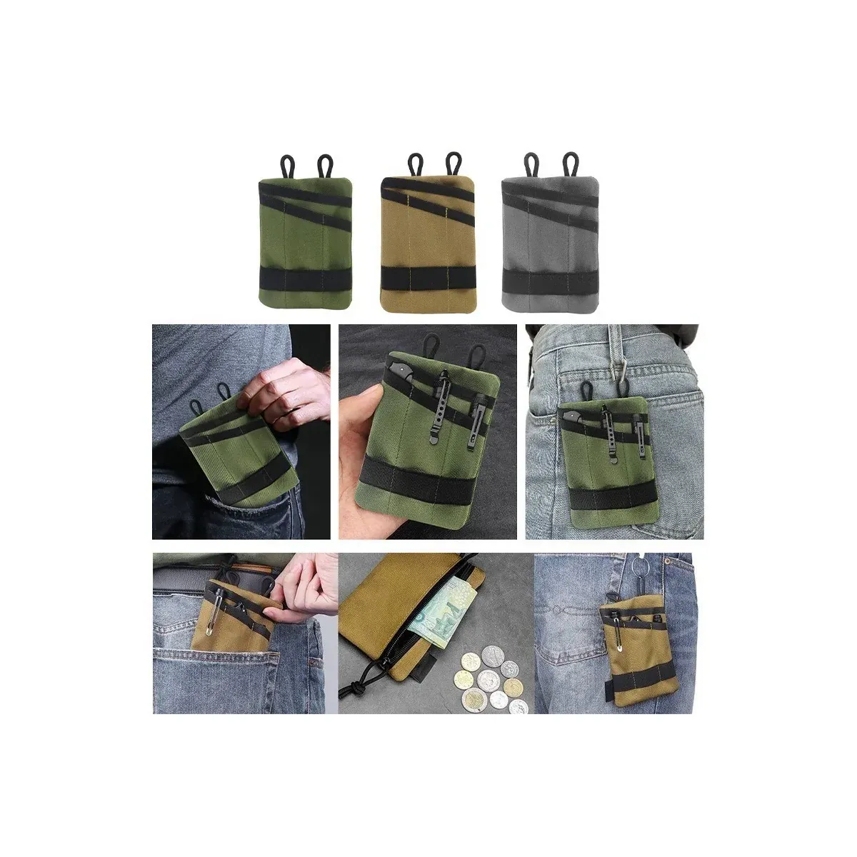 Canvas Coin and Key Pouch — Fold-Over Pouch with Belt Loop - detail-3