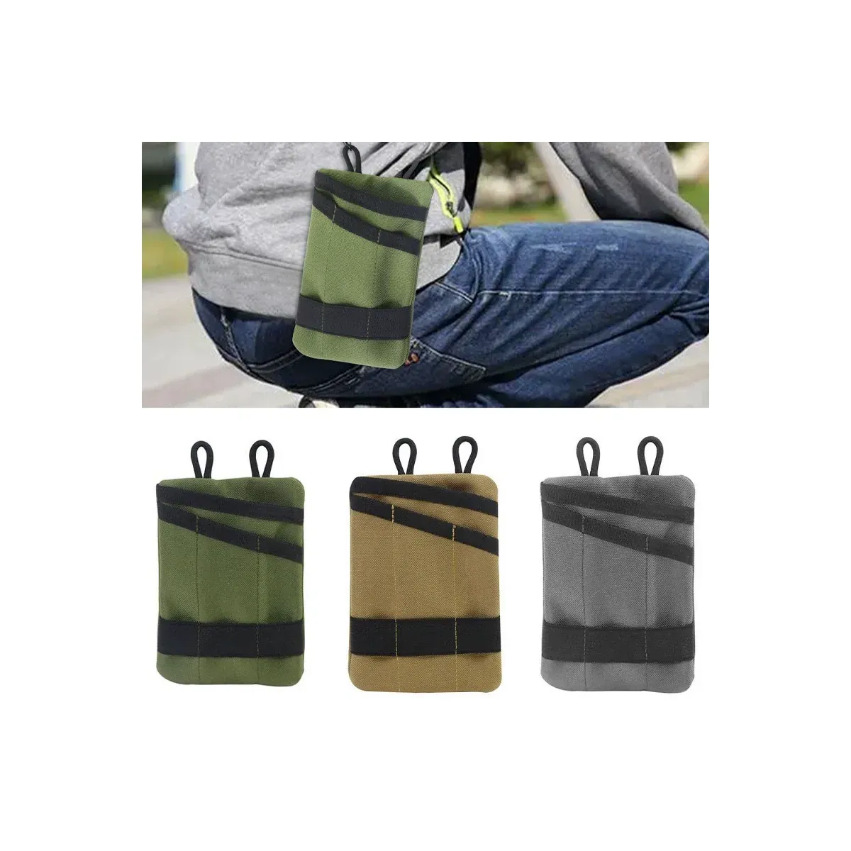 Canvas Coin and Key Pouch — Fold-Over Pouch with Belt Loop - detail-1