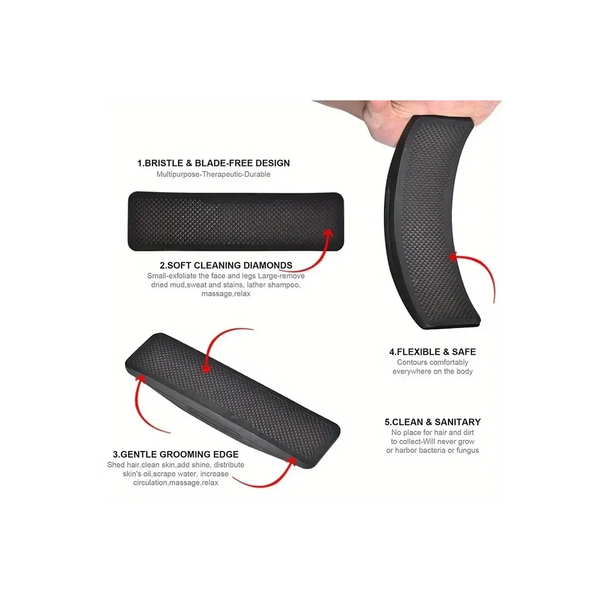 Grooming brush functions and shape