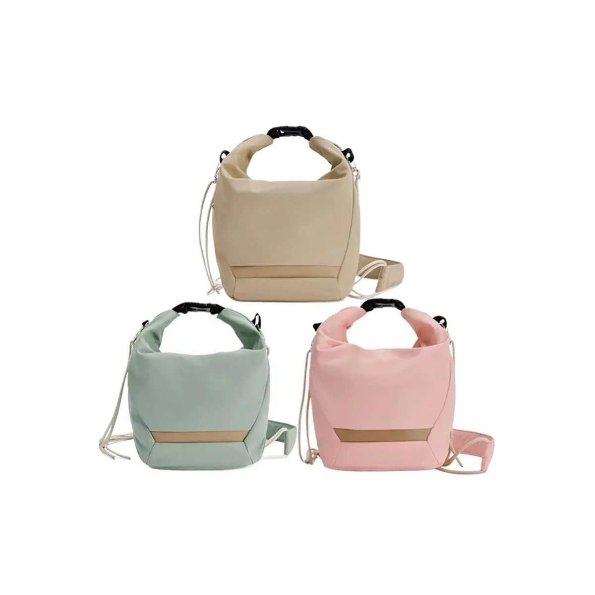 Camera sling bag in beige, green and pink