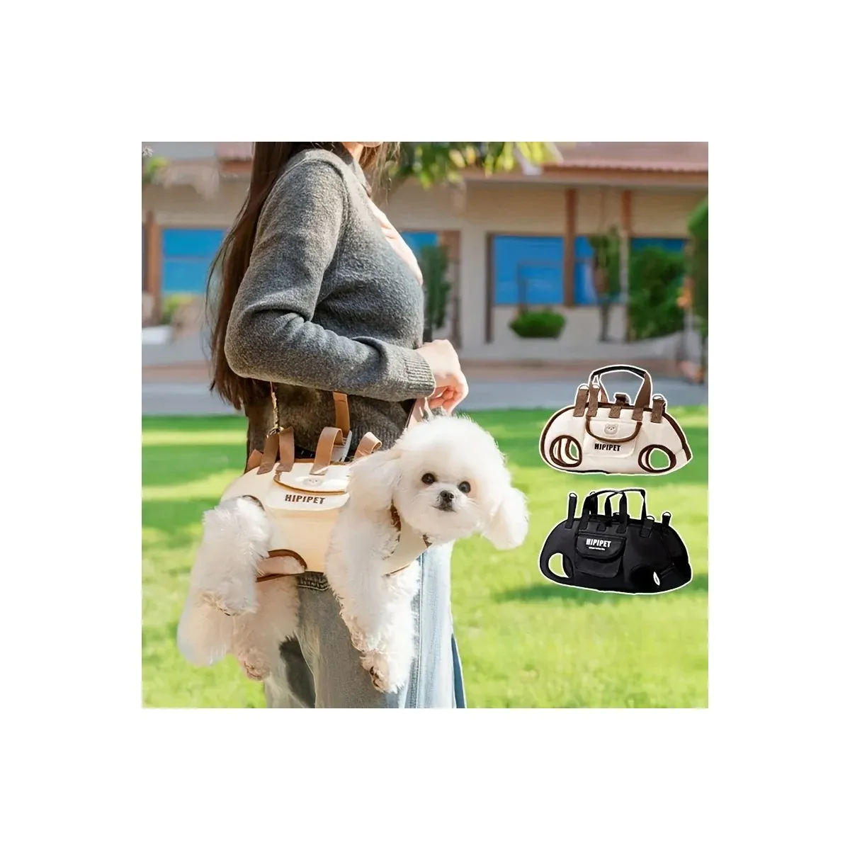 Crossbody pet sling carrier outdoors