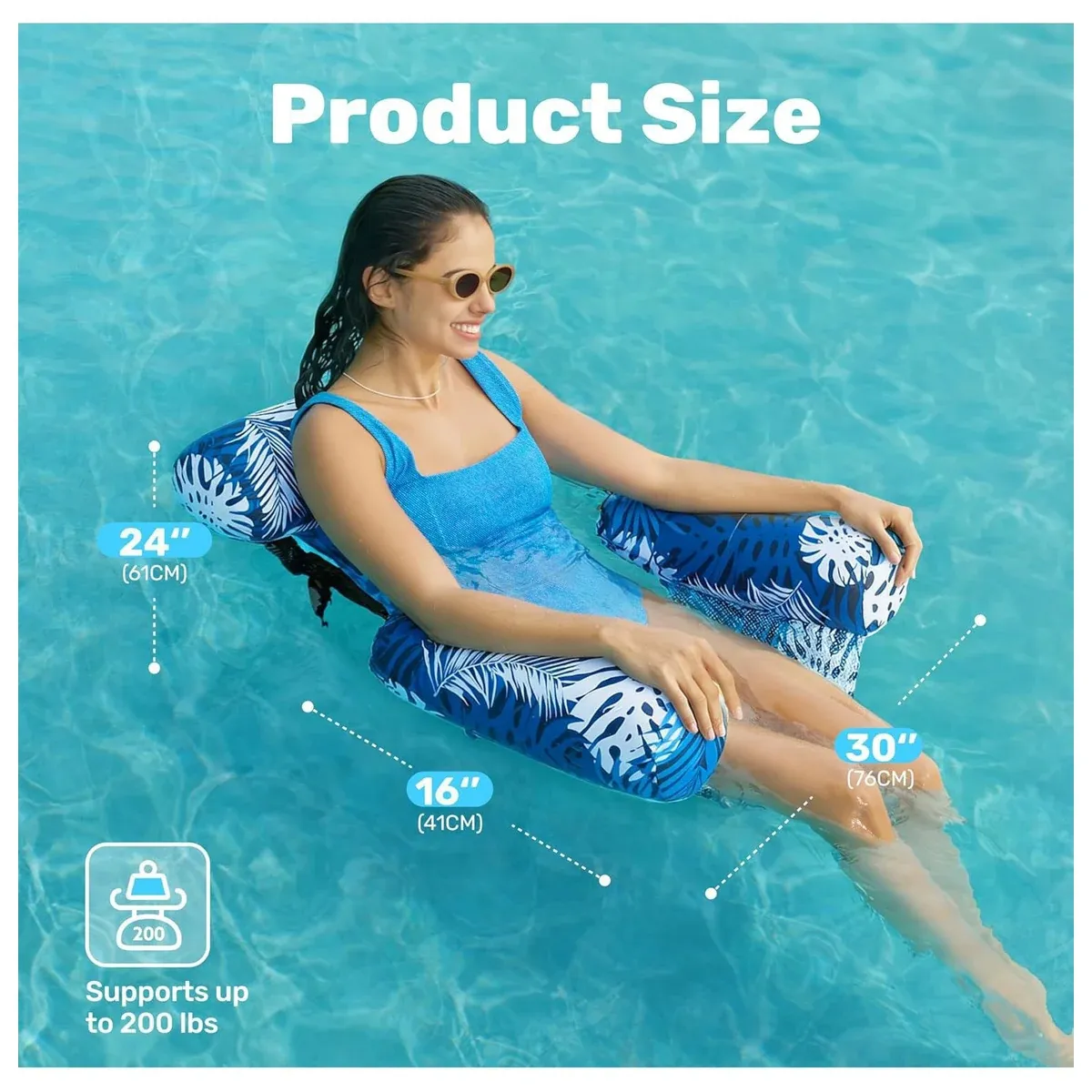 Pool float product size chart