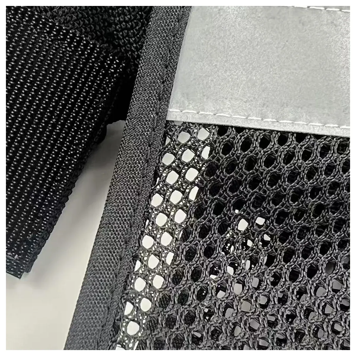 Reflective strips on a mesh running vest