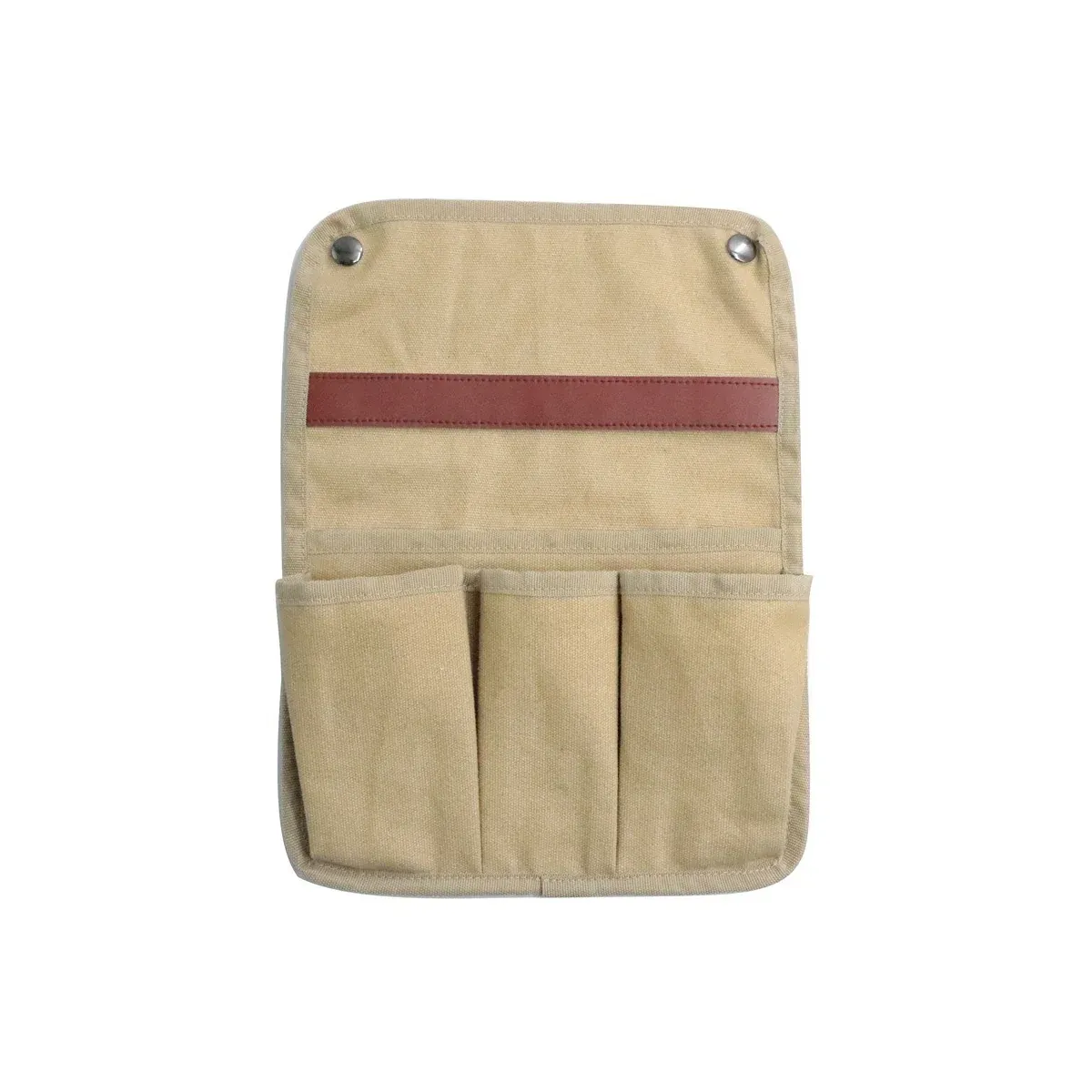Camping chair side pocket khaki front view