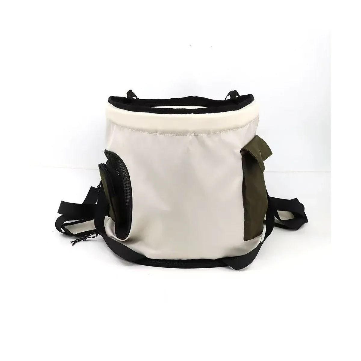 Pet carrier backpack shown in apricot polyester