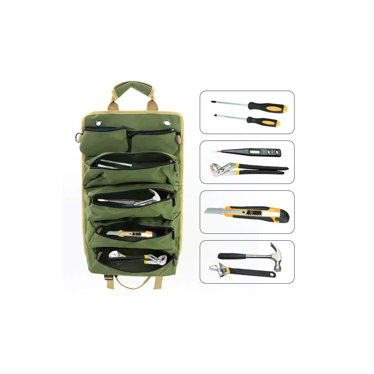 Canvas Tool Bag — 12-Inch Tool Tote with Roll Opening - detail-1
