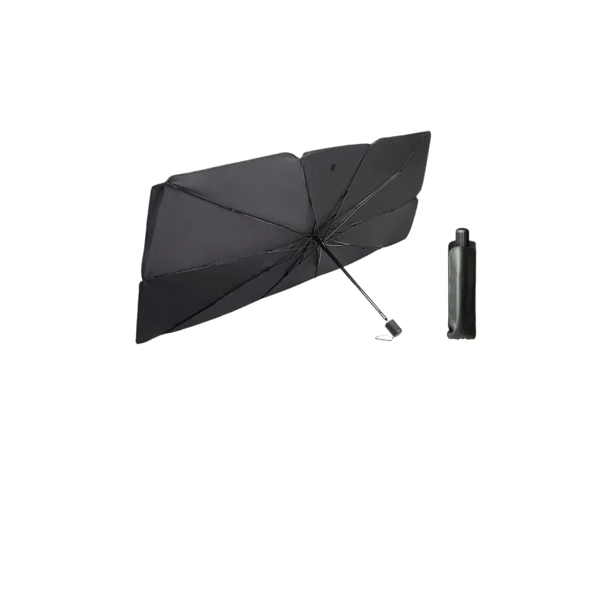 Car windshield sunshade folded with storage sleeve