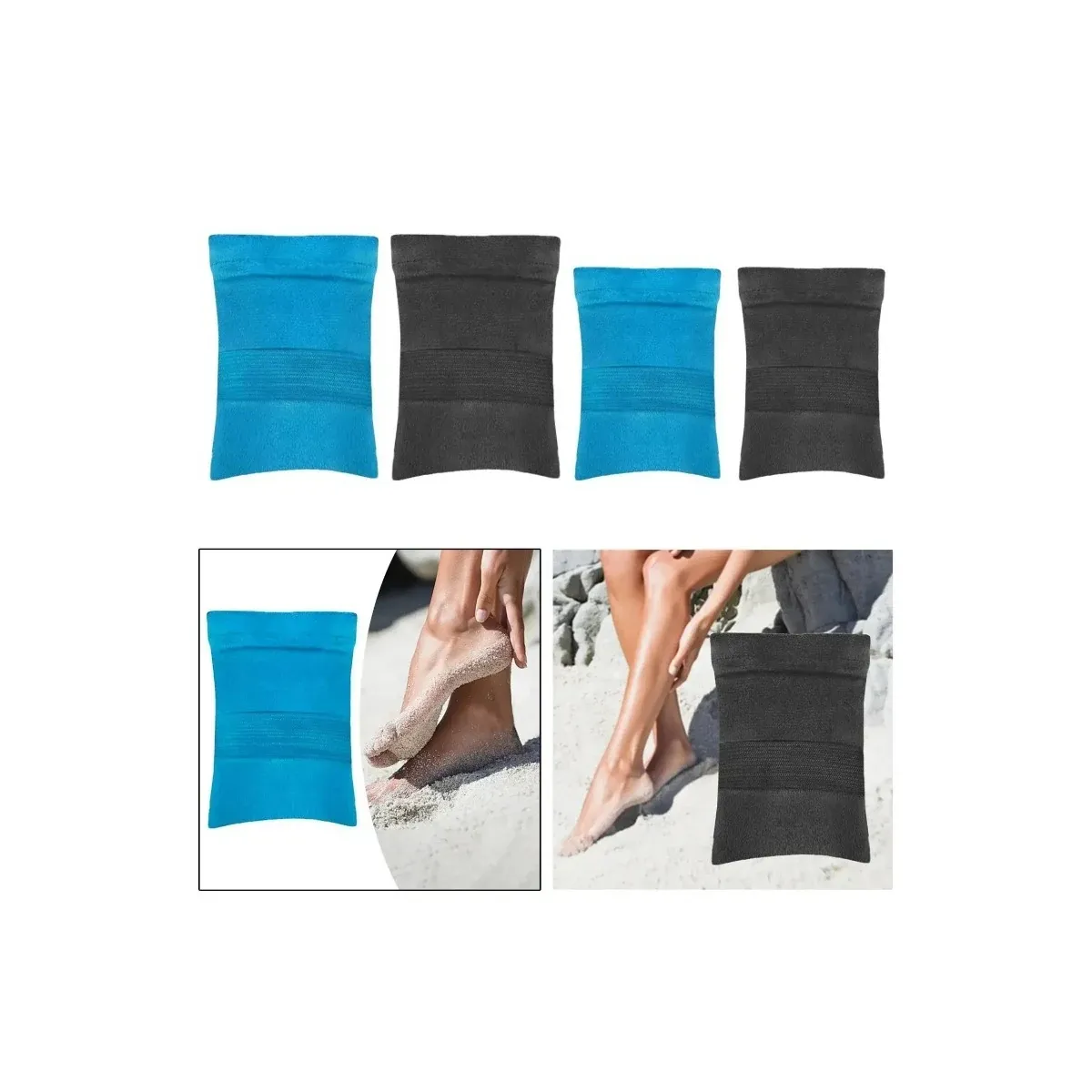 Blue and black beach sand remover pouches