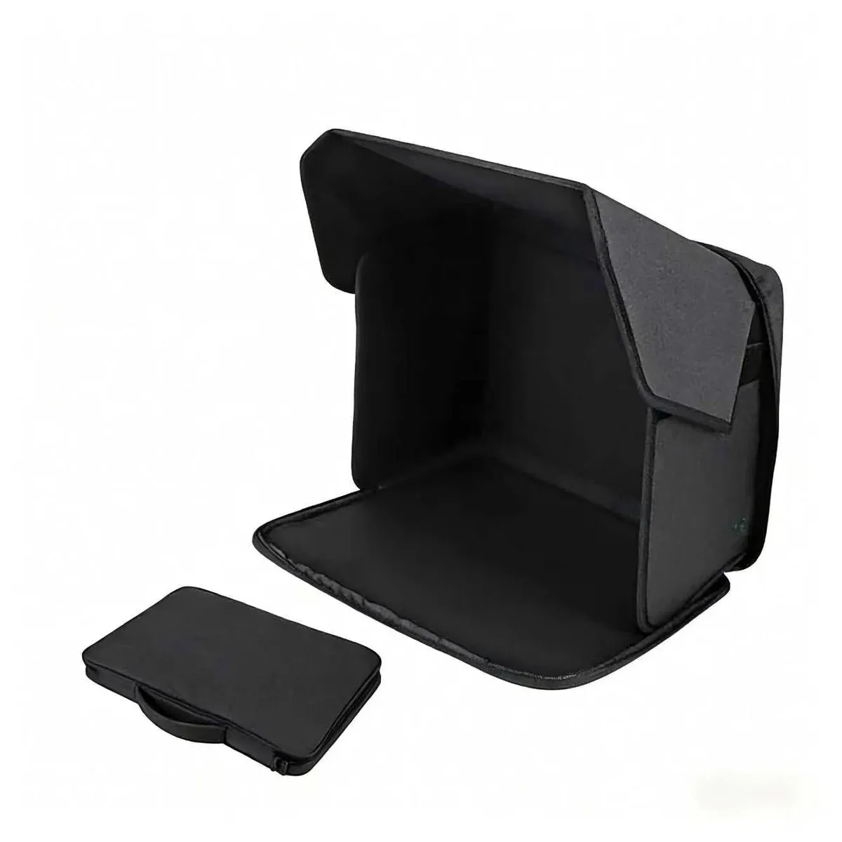 Laptop sun shade hood folded flat